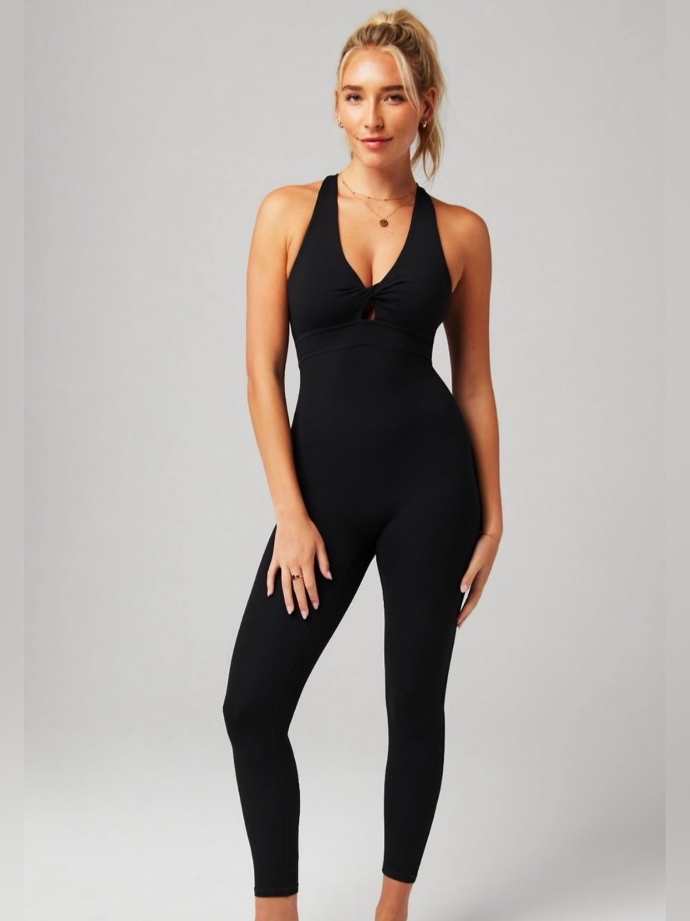 Fabletics Oasis Twist Front 7/8 Jumpsuit Size Small Black